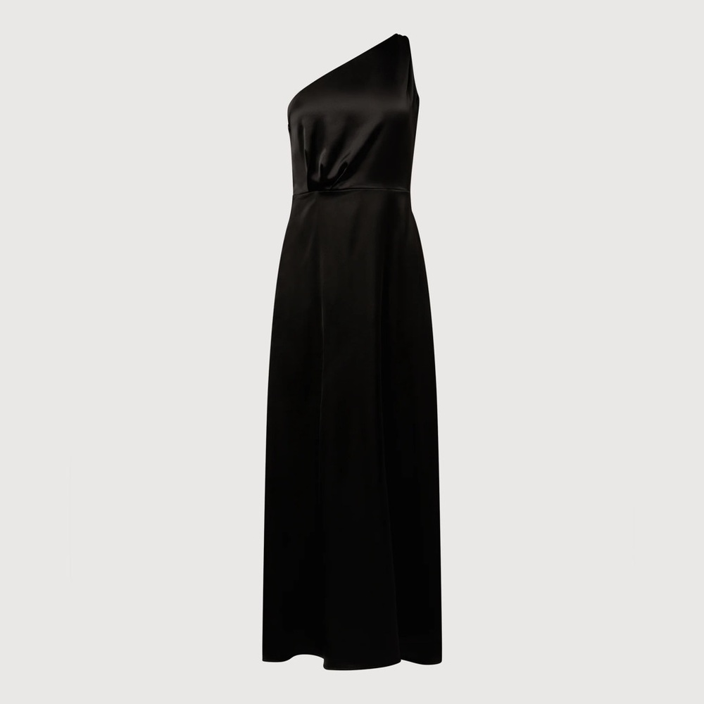 Rachel Parcell Satin Floral Classic One Shoulder Slit Midi Dress